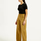Women's Mid Rise Mustard Straight Fit Trousers - Side View