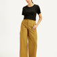 Women's Mid Rise Mustard Straight Fit Trousers - Styleshot View