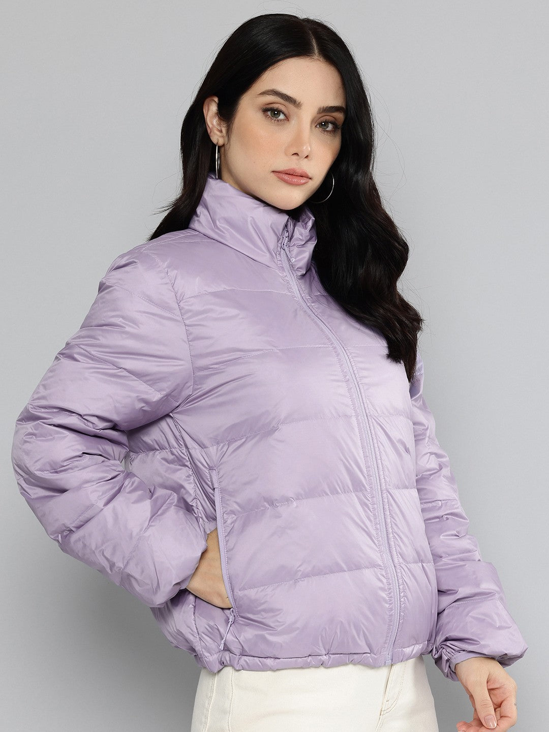 Women's Solid Purple Jacket - 3 View