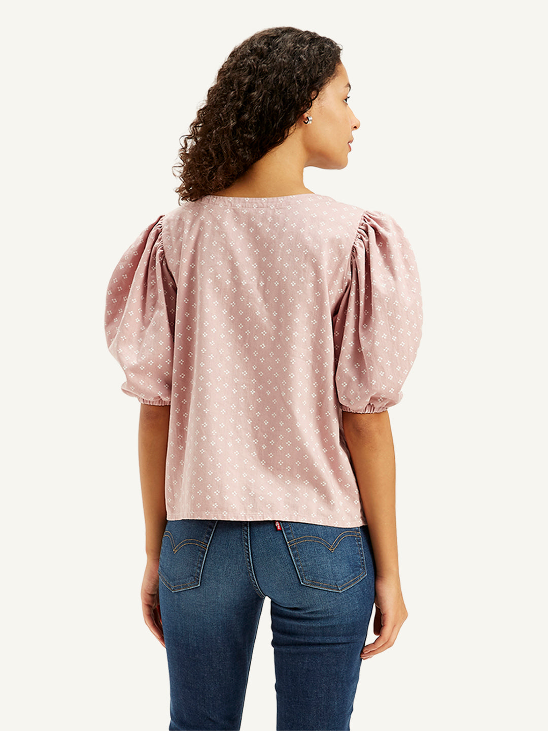 Women's Printed Regular Fit Top - Back View