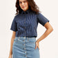 Women's Striped Spread Collar Shirt - Front View