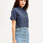 Women's Striped Spread Collar Shirt - Side View