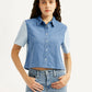 Women's Colorblock Blue Regular Fit Shirt - Styleshot View