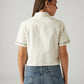 Women's Embroidered Off White Spread Collar Shirt - Back View