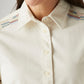 Women's Embroidered Off White Spread Collar Shirt - Detail View