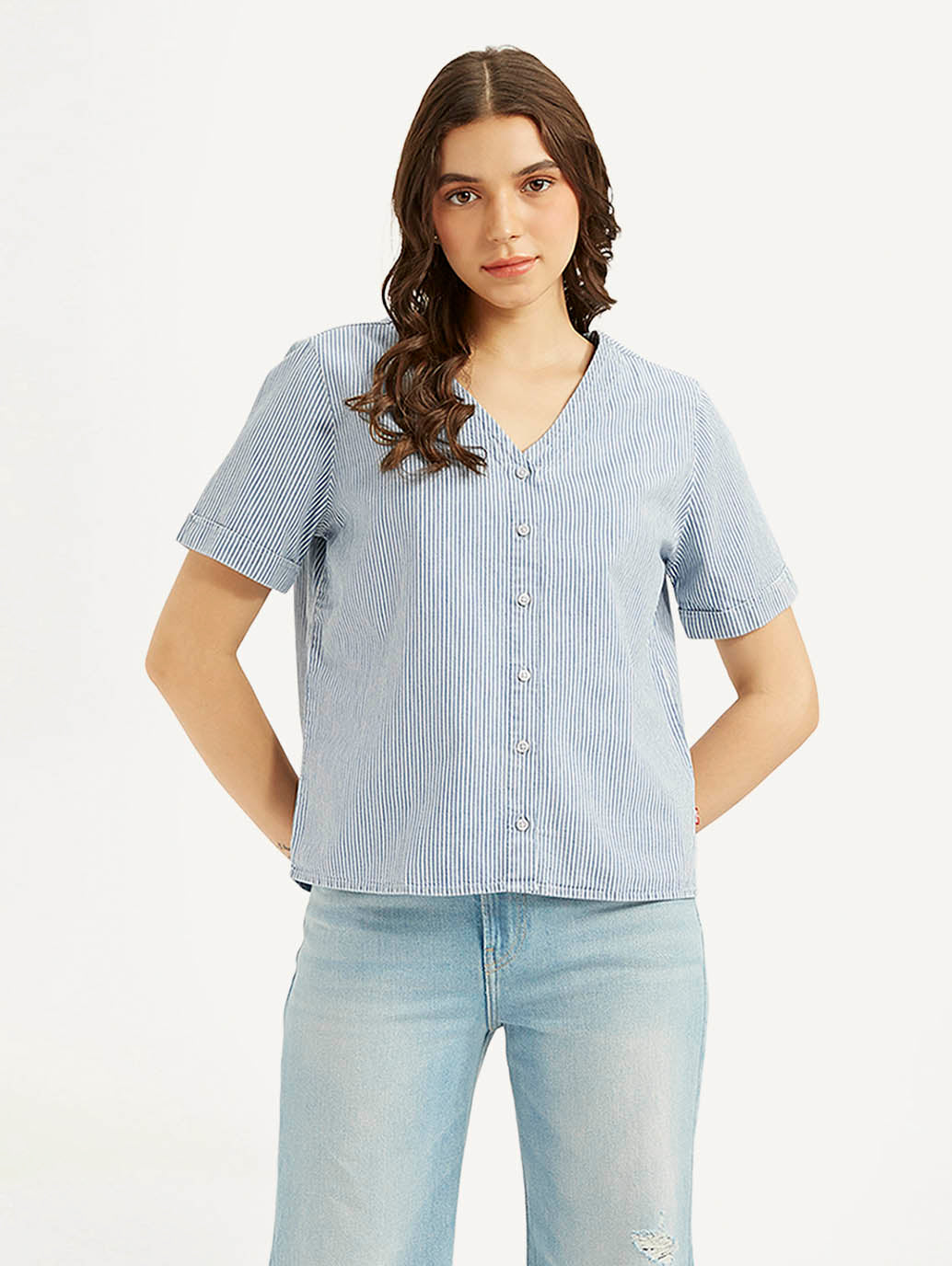 Women's Striped Regular Fit Shirt - ae787596-0f84-4d23-a318-e14f699bebd2 View