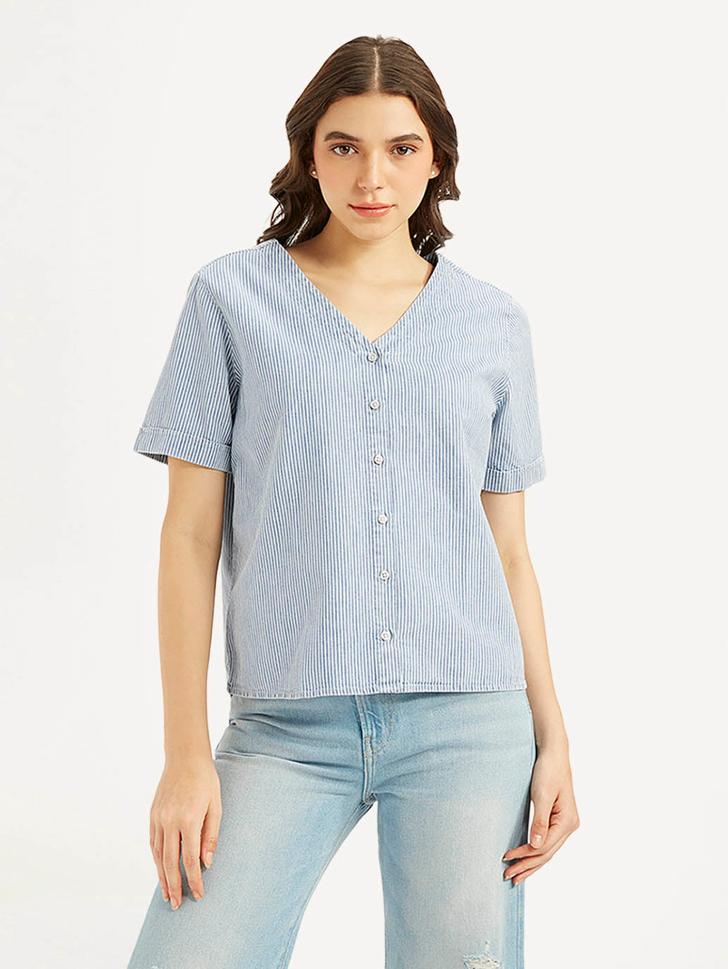 Women's Striped Regular Fit Shirt - 4006a9f4-8fed-41f9-a8cb-f76c819ce972 View