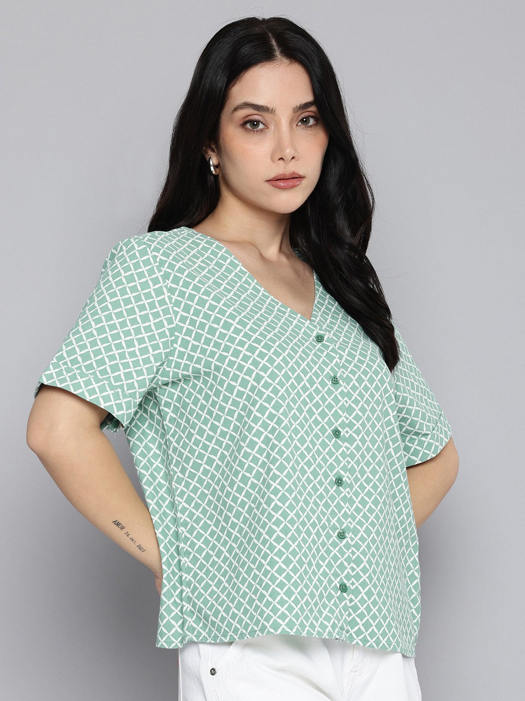 Women's Printed Regular Fit Shirt - 3 View