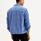 Men's Solid Blue Relaxed Fit Corduroy Shacket - Back View