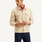 Men's Solid Beige Relaxed Fit Corduroy Shacket - Styleshot View
