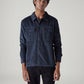 Men's Navy Textured Relaxed Fit Corduroy Shirt - Front View