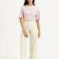 Women's High Rise Off-White Wide Leg Cargo Trousers - Front View