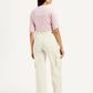 Women's High Rise Off-White Wide Leg Cargo Trousers - Back View