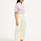 Women's High Rise Off-White Wide Leg Cargo Trousers - Side View