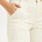 Women's High Rise Off-White Wide Leg Cargo Trousers - Detail View
