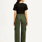 Women's High Rise Olive Wide Leg Cargo Trousers - Back View