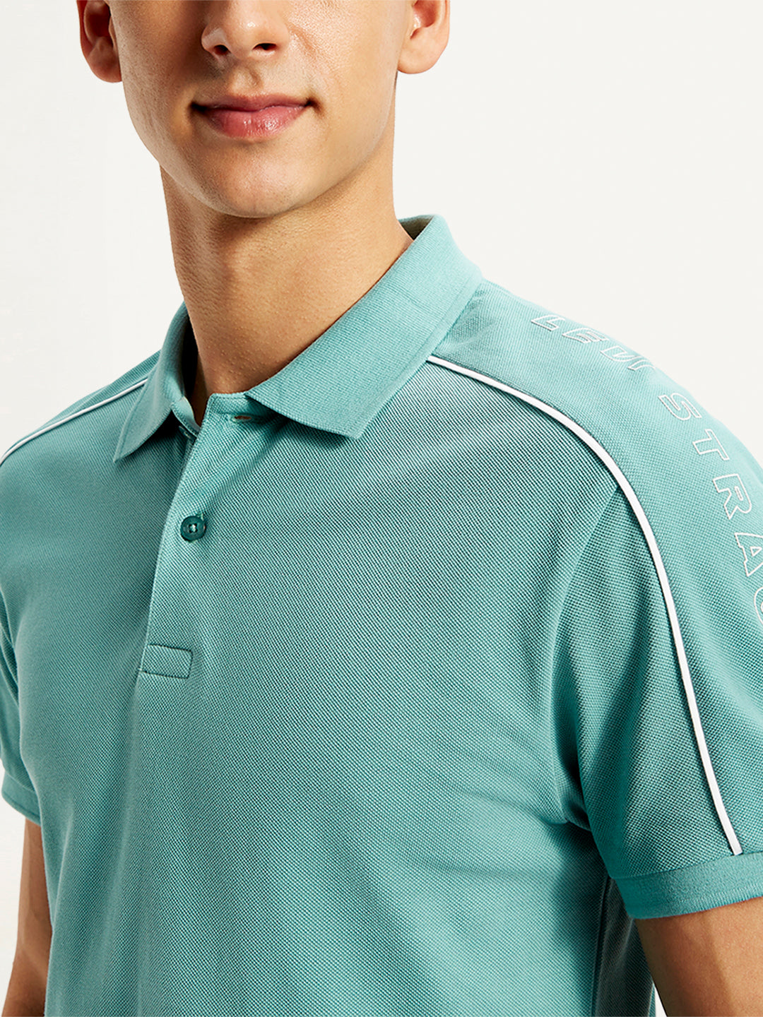 Men's Typographic Print Slim Fit Polo T-Shirt - 20 View