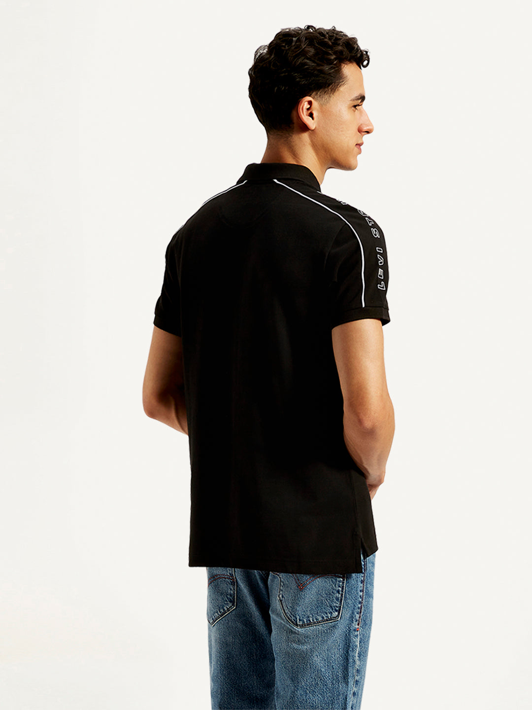 Men's Typographic Print Slim Fit Polo T-Shirt - 20 View