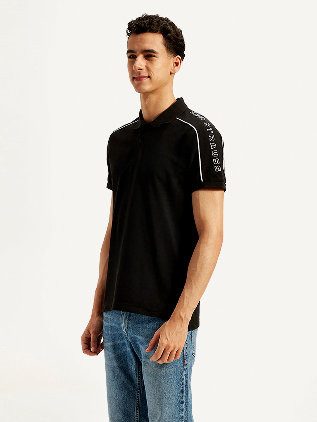 Men's Typographic Print Slim Fit Polo T-Shirt - 20 View