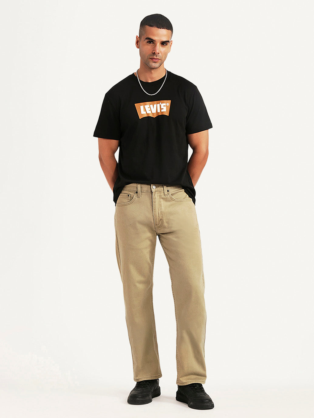 Men's 541 Khaki Athletic Tapered Fit Mid Rise Selvedge Chinos - Styleshot View