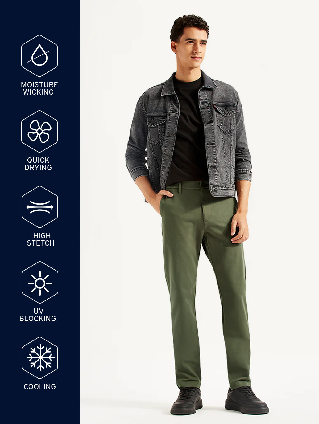 Men's Olive Slim Fit Tech Pant Chinos - 002kq0000 View