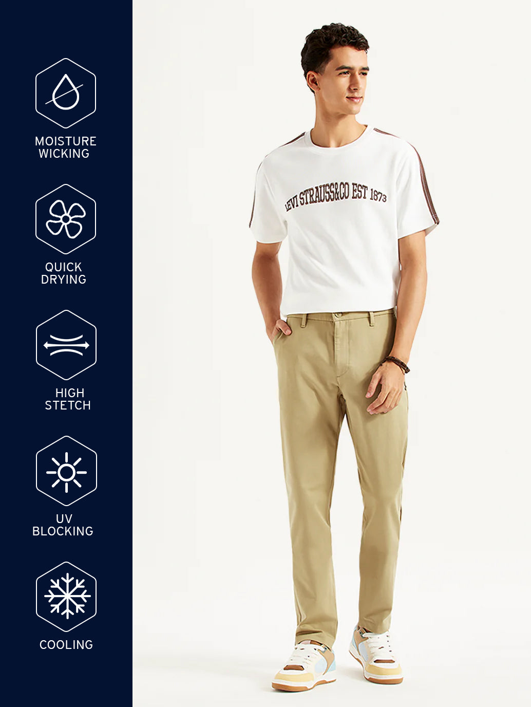 Men's Beige Slim Fit Tech Pant Chinos - 002kq0001 View