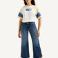 Women's 318 Blue Shaping Wide Leg Fit Mid Rise Jeans - Front View