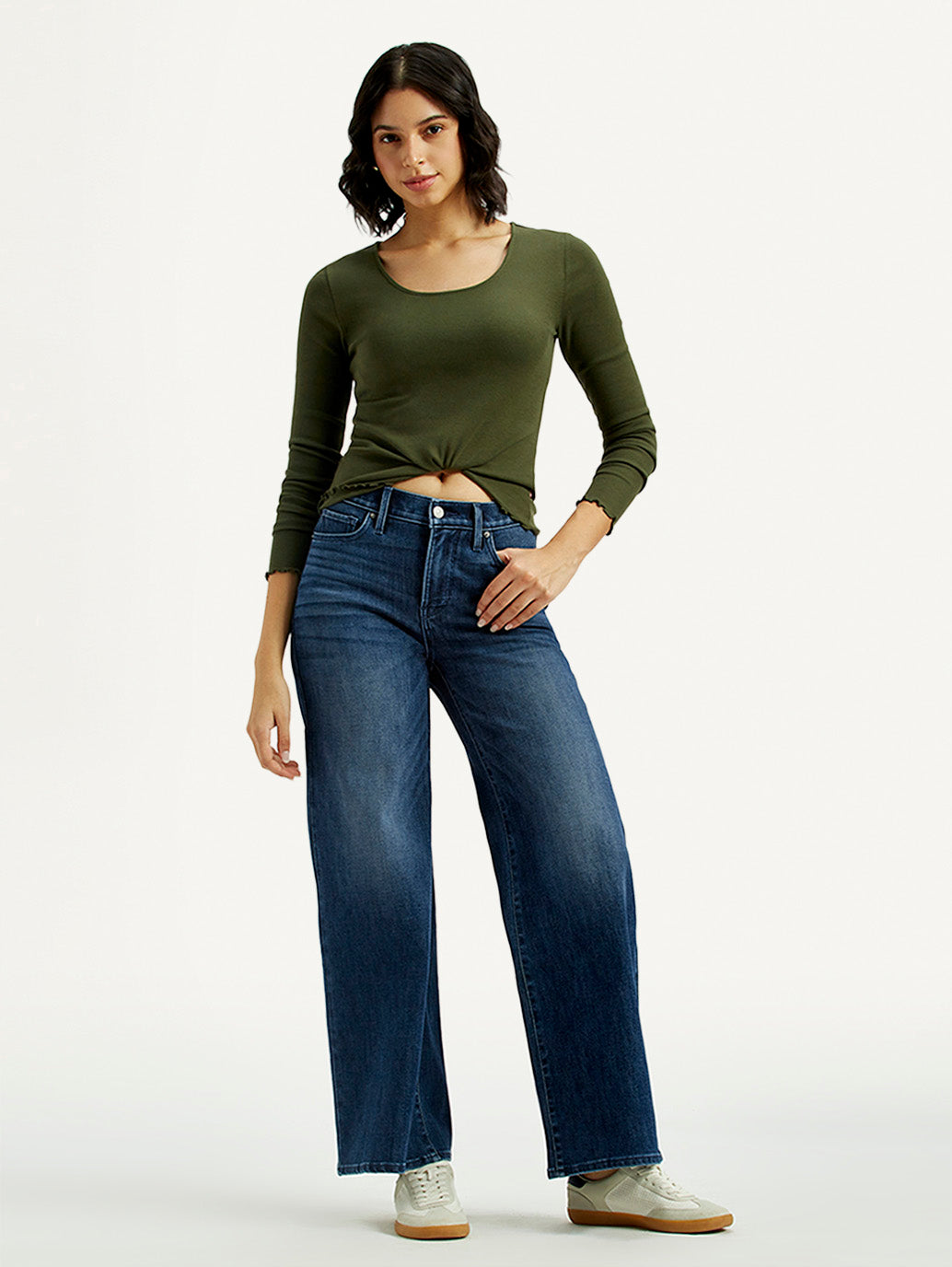 Women's 318 Dark Indigo Flared Fit Mid Rise Jeans - Styleshot View