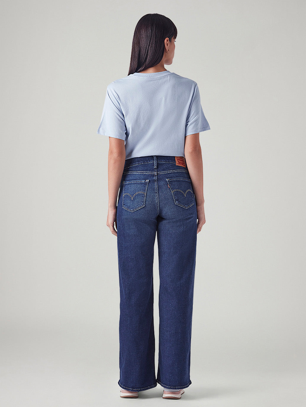 Women's 318 Blue Wide Leg Fit Mid Rise Jeans - Back View