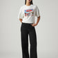 Women's 318 Black Wide Leg Fit Mid Rise Jeans - Front View
