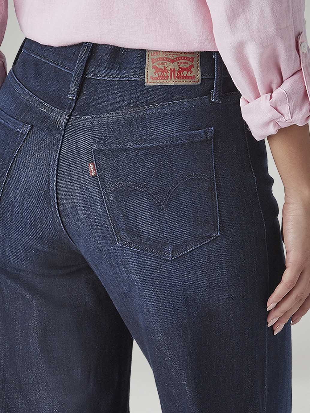 Women's 318 Dark Blue Shaping Wide Leg Fit Mid Rise Jeans - 20 View
