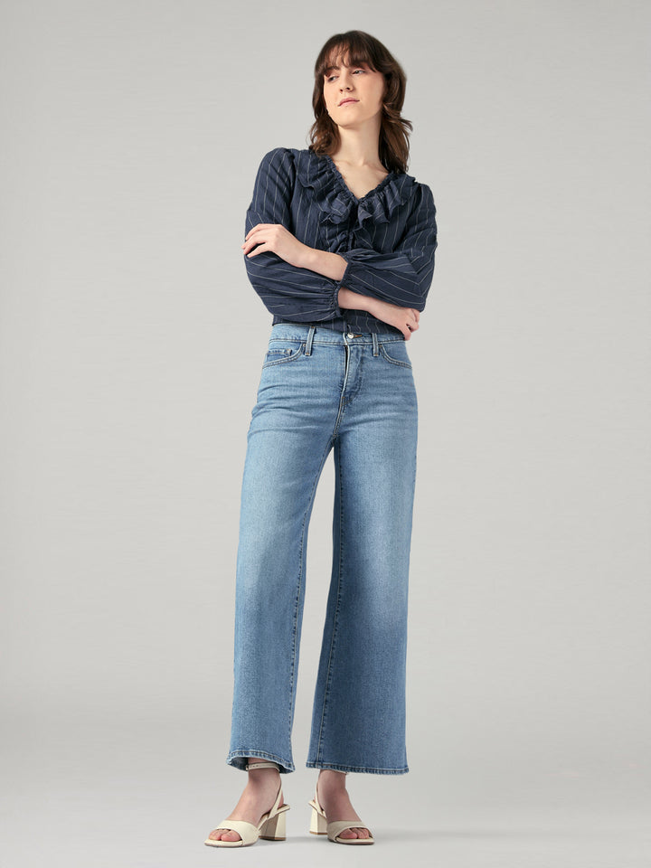 Women's 318 Blue Shaping Wide Leg Fit Mid Rise Jeans
