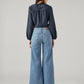 Women's 318 Blue Shaping Wide Leg Fit Mid Rise Jeans - Back View