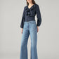 Women's 318 Blue Shaping Wide Leg Fit Mid Rise Jeans - Side View