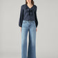 Women's 318 Blue Shaping Wide Leg Fit Mid Rise Jeans - Front View