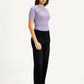Women's Black Wide Leg Fit High Rise Jeans - Side View