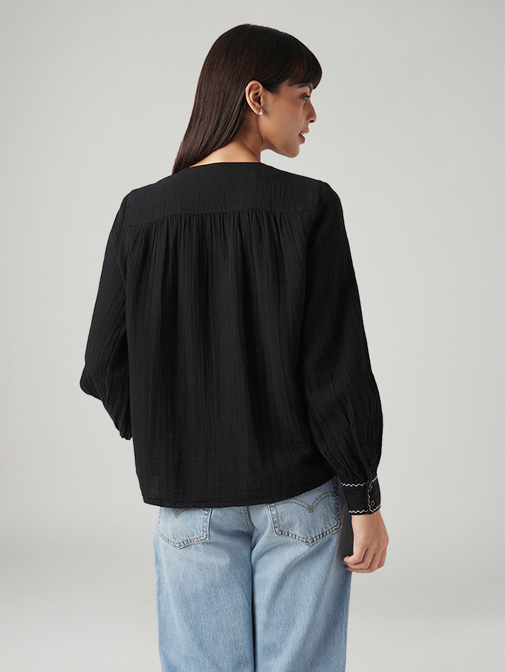 Women's Solid Regular Fit Top - Back View