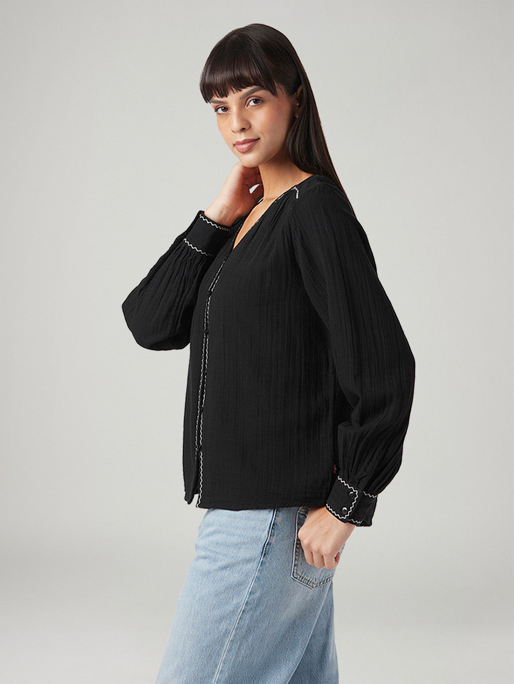 Women's Solid Regular Fit Top - Side View
