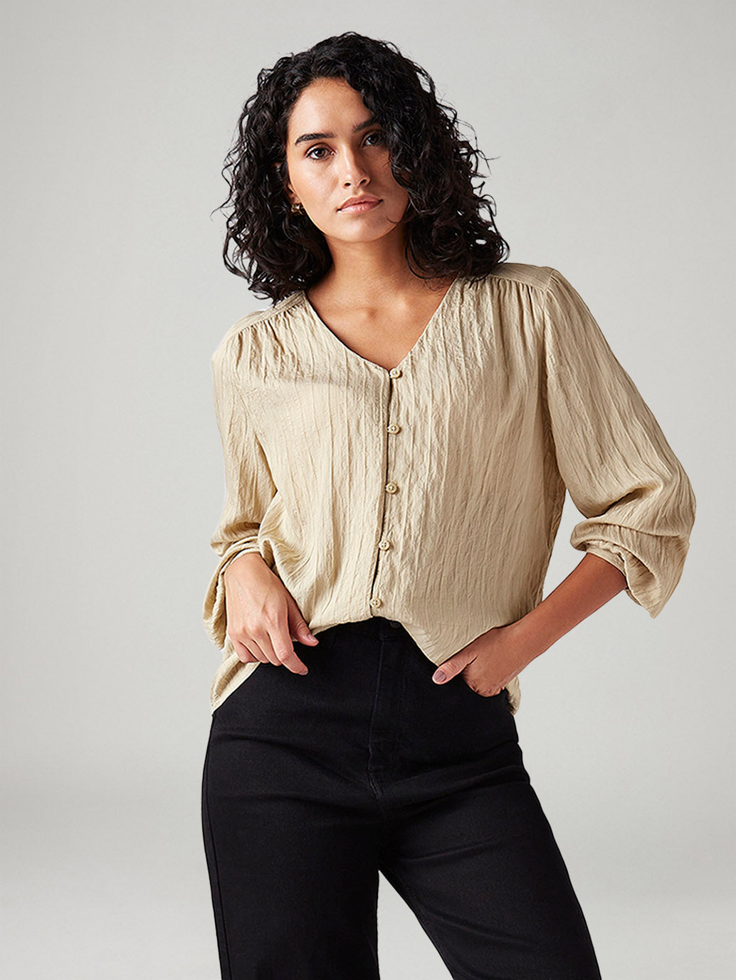 Women's Textured Regular Fit Top - Styleshot View