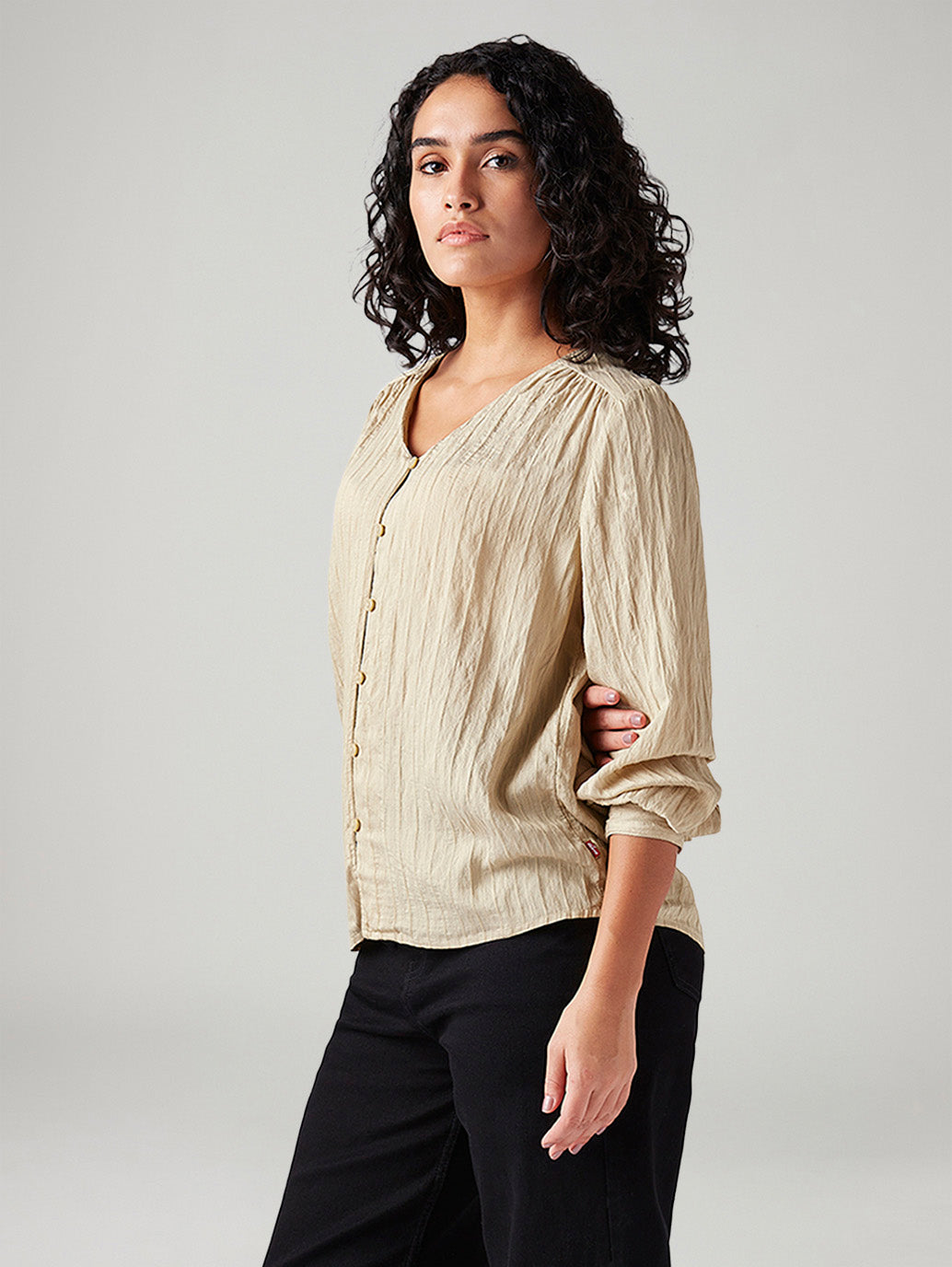 Women's Textured Regular Fit Top - Side View