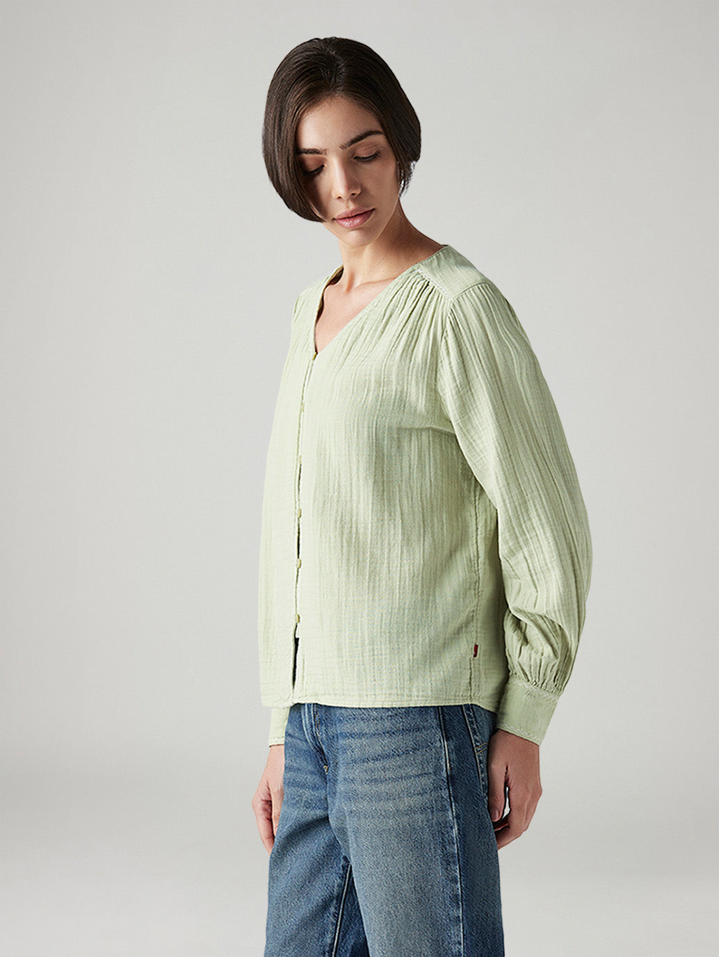 Women's Embroidered Regular Fit Top - Side View