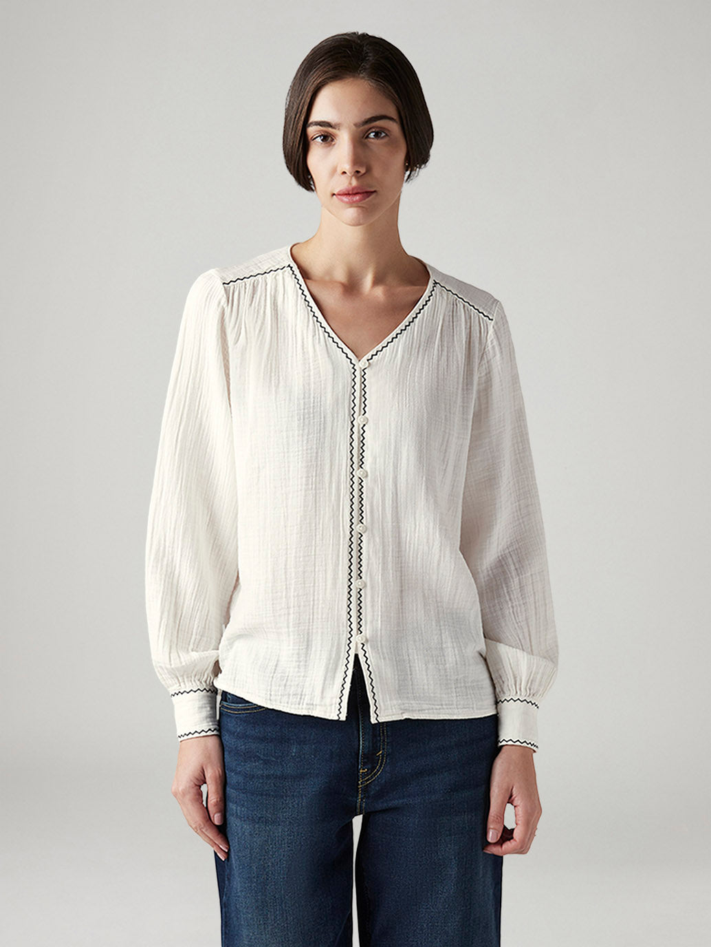 Women's Embroidered Regular Fit Top - Front View