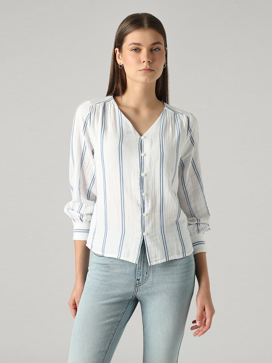 Women's Striped Relaxed Fit Top - Front View