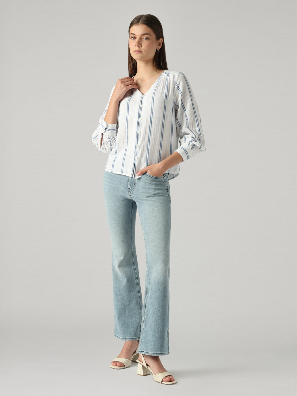 Women's Striped Relaxed Fit Top - Full View