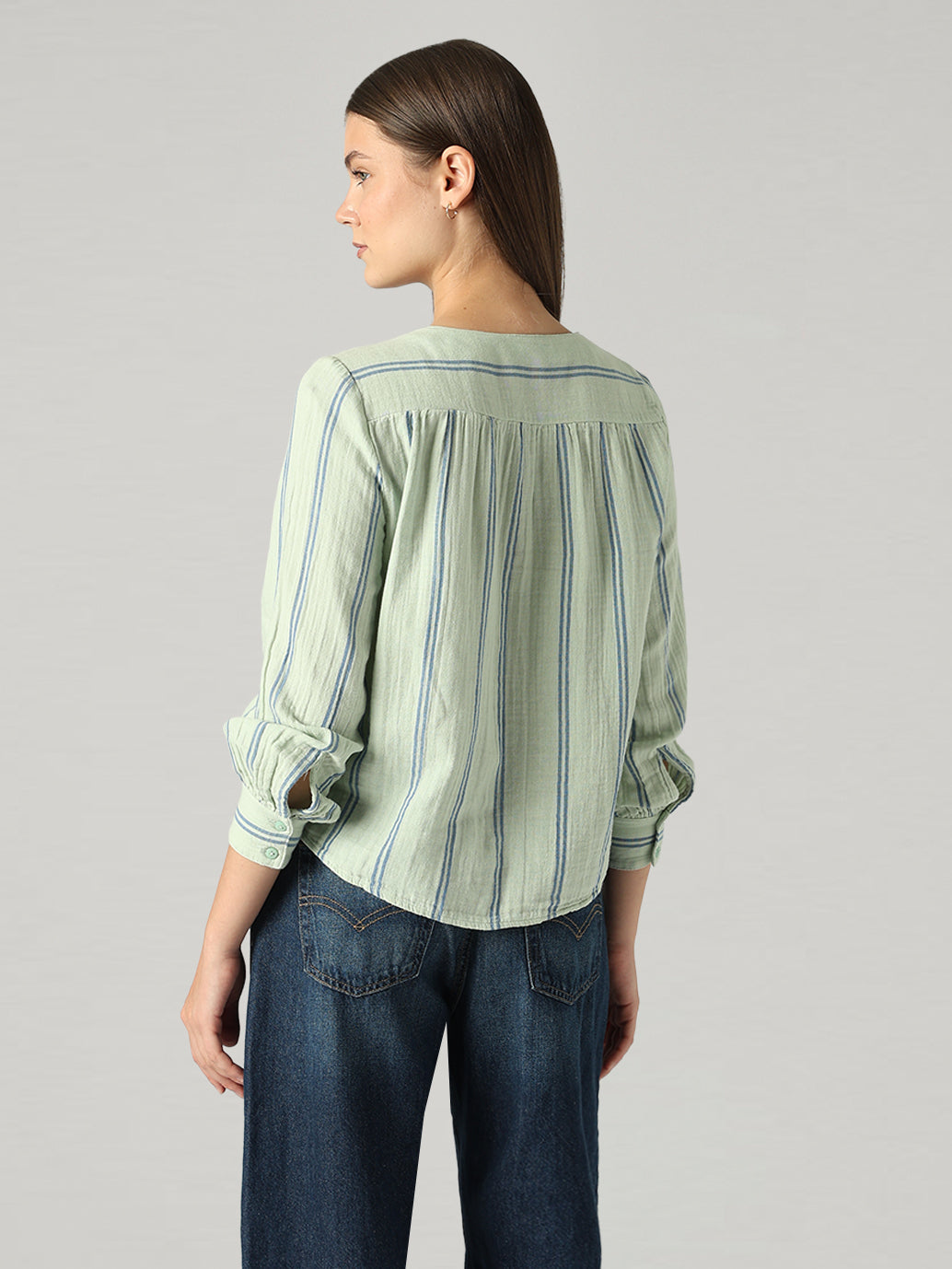 Women's Striped Relaxed Fit Top - Back View