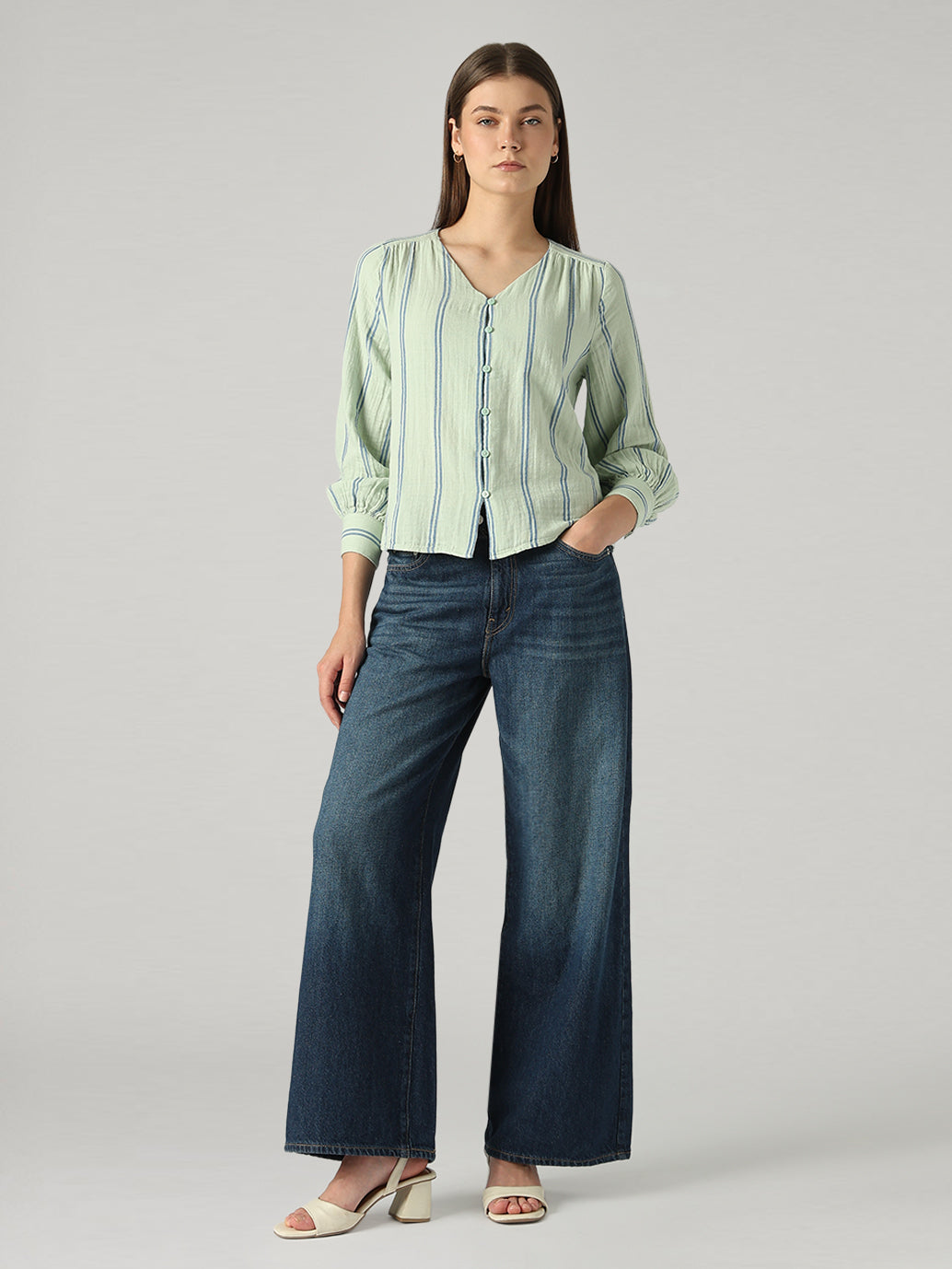 Women's Striped Relaxed Fit Top - Full View