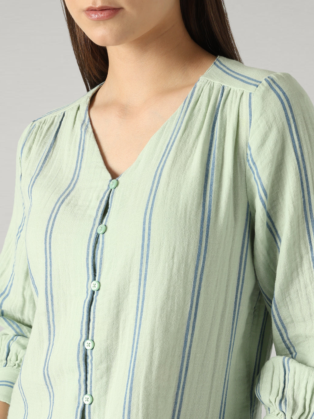 Women's Striped Relaxed Fit Top - Detail View