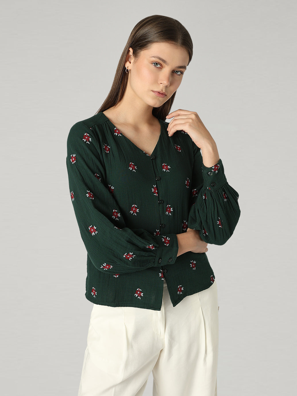 Women's Embroidered Relaxed Fit Top