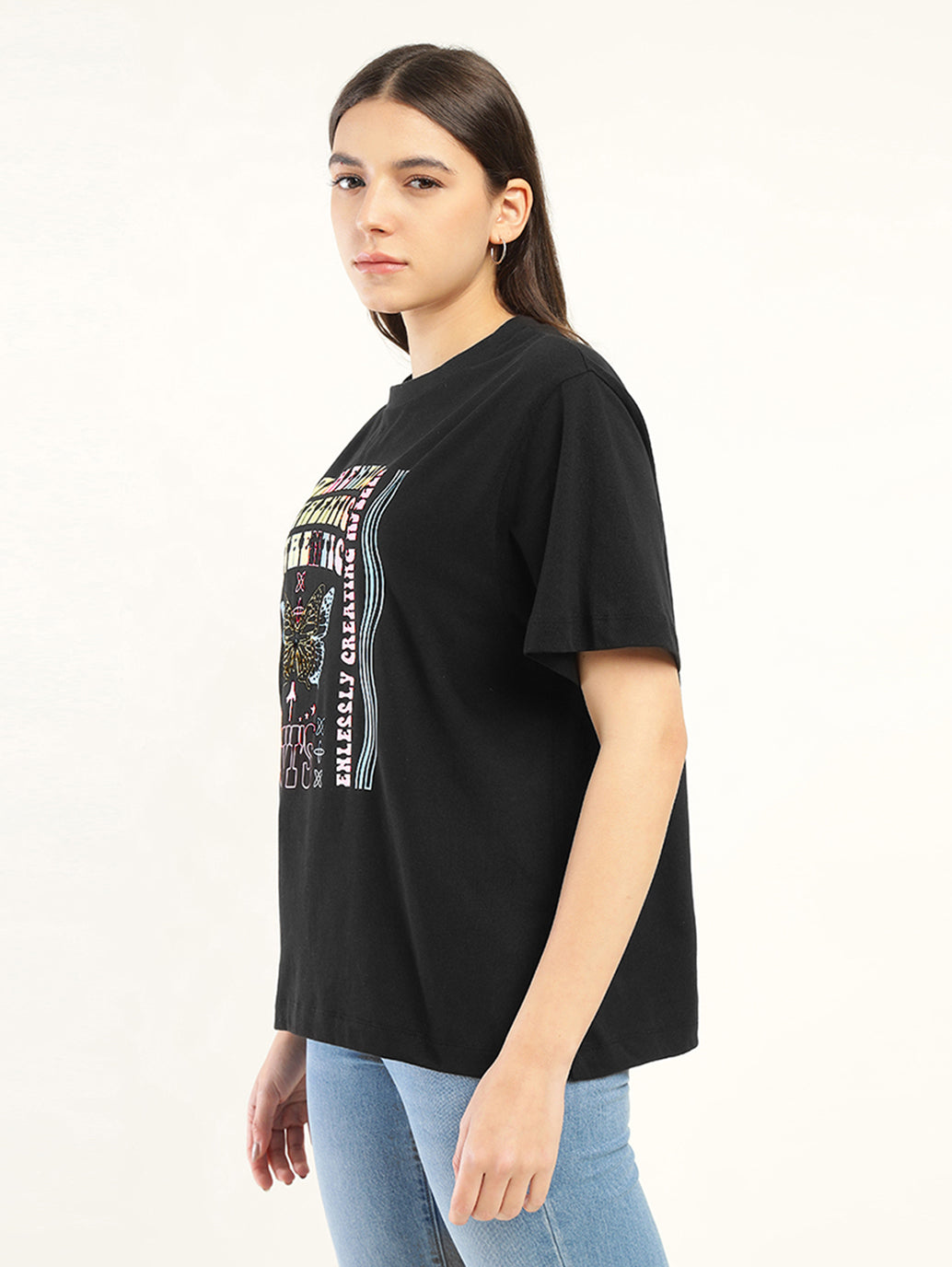 Women's Graphic Oversized T-Shirt - Side View