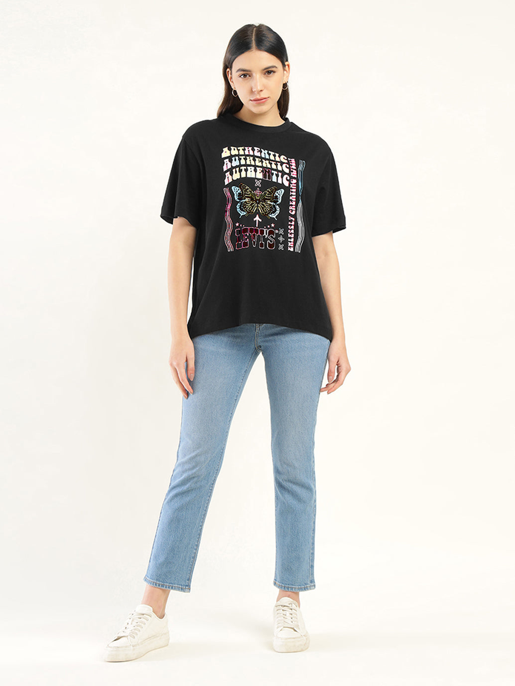Women's Graphic Oversized T-Shirt - ModelFront View